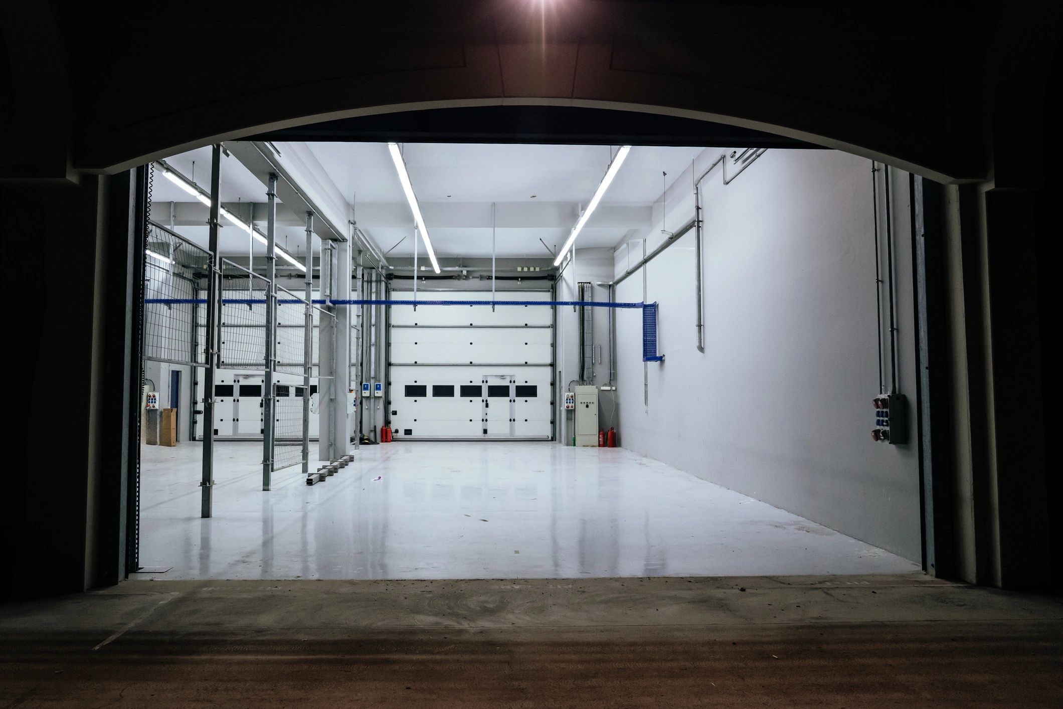 Modern garage with bright polished floor finish