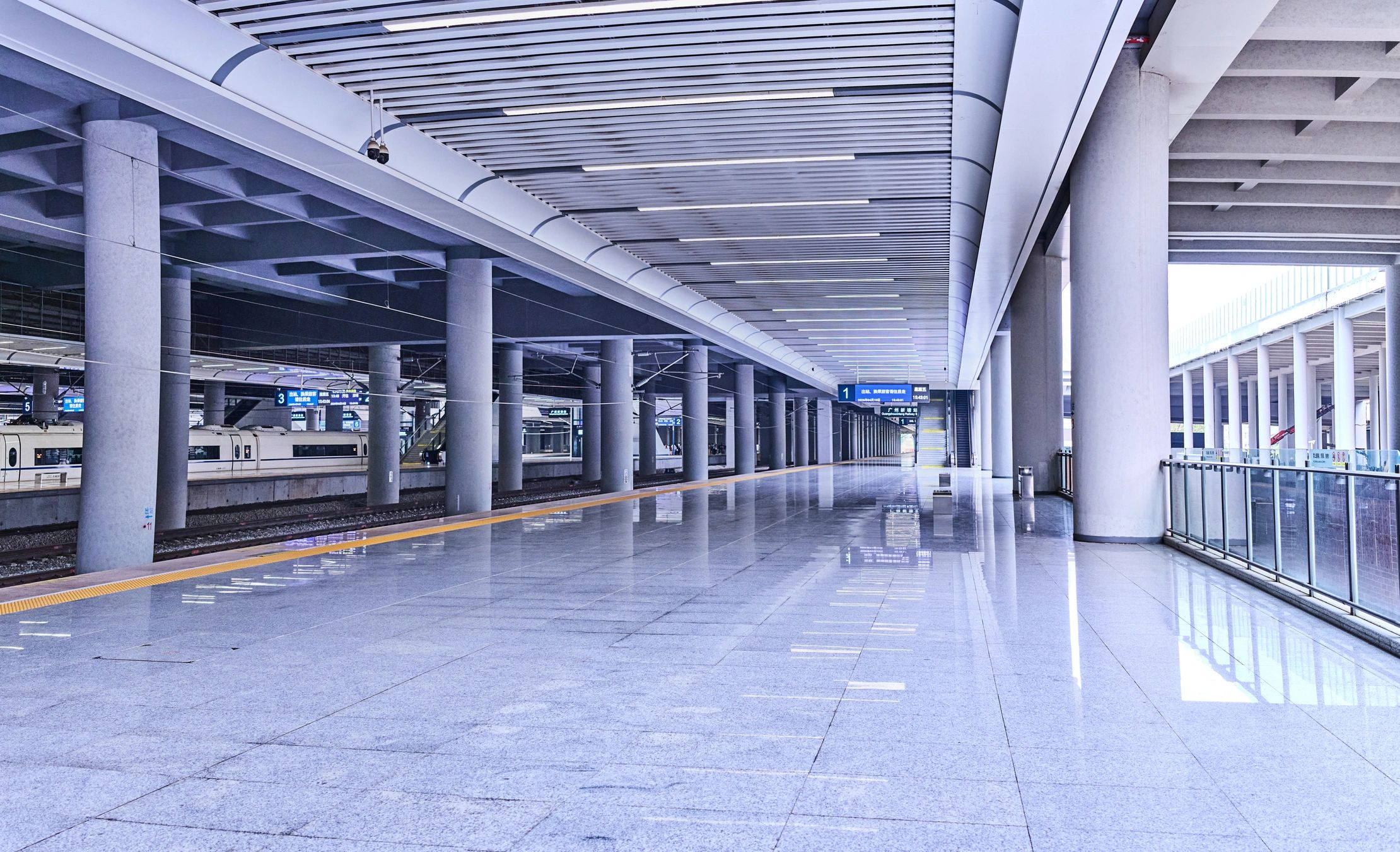 Commercial transit space with sleek durable flooring